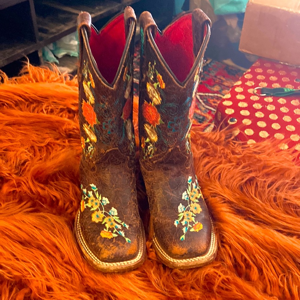 Macie Bean kids embroidered Square Toe Western boots